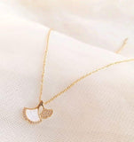 Gold-Plated Stainless Steel Pendant with Silver Artificial Stone