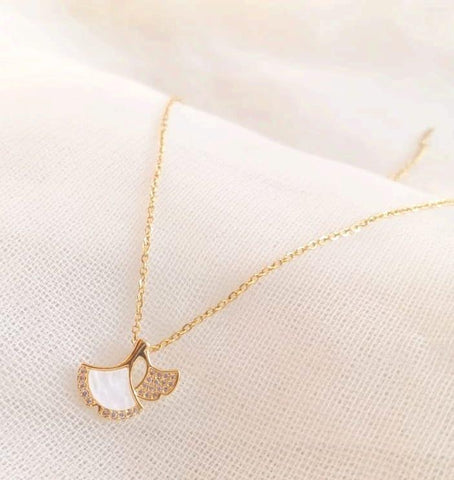 Gold-Plated Stainless Steel Pendant with Silver Artificial Stone