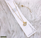 Gold-Plated Stainless Steel Pendant with Silver Artificial Stone