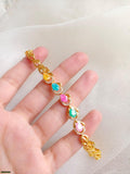 Adjustable Golden Real-Stone Bracelet - Alloy Fashion Jewelry