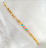 Adjustable Golden Real-Stone Bracelet - Alloy Fashion Jewelry