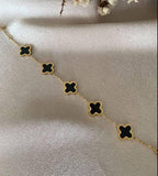 Clover Design Adjustable Stainless Steel Bracelet — Black