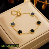 Clover Design Adjustable Stainless Steel Bracelet — Black