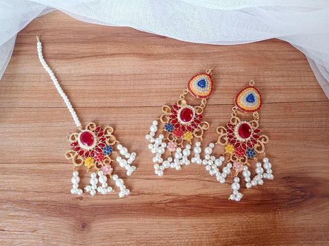 Golden Earring and Bindiya Set — Adjustable Gold-Plated Alloy