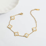 Elegant Gold-Plated Clover Chain Bracelet — Stainless Steel Women's Charm