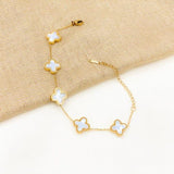 Elegant Gold-Plated Clover Chain Bracelet — Stainless Steel Women's Charm
