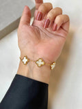 Elegant Gold-Plated Clover Chain Bracelet — Stainless Steel Women's Charm