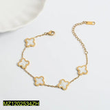 Elegant Gold-Plated Clover Chain Bracelet — Stainless Steel Women's Charm
