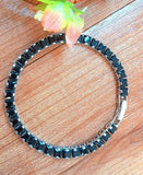 Silver-Plated Stainless Steel Chain Bracelet for Women – Black