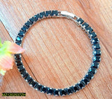 Silver-Plated Stainless Steel Chain Bracelet for Women – Black