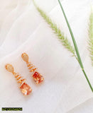 Gold-Plated Zircon Drop Earrings for Women | Elegant Golden