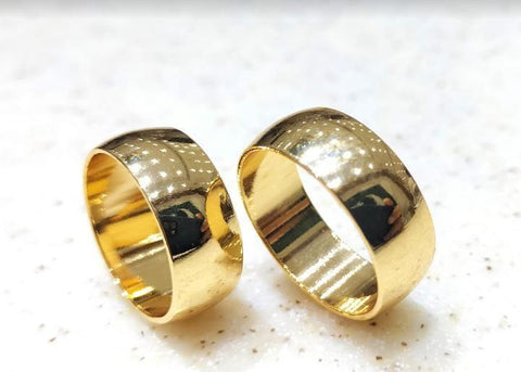 Dainty Plain Gold Ring Set - Pack of 2 | Minimalist Alloy Rings