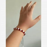 Beaded Charm Bracelet Duo - Free Size, Red & White