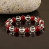 Beaded Charm Bracelet Duo - Free Size, Red & White