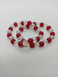 Beaded Charm Bracelet Duo - Free Size, Red & White