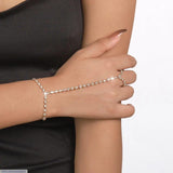 Gold-Plated Crystal Chain Bracelet — Modern Women’s Free Size