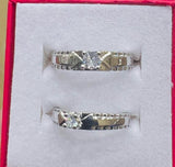 Modern Silver-Plated Adjustable Crystal Ring Set - 2 Pieces