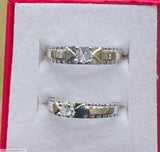 Modern Silver-Plated Adjustable Crystal Ring Set - 2 Pieces