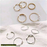 10-Piece Alloy Ring Set — Gold & Silver Plated Plain Fashion Rings