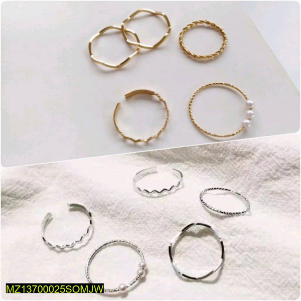 10-Piece Alloy Ring Set — Gold & Silver Plated Plain Fashion Rings