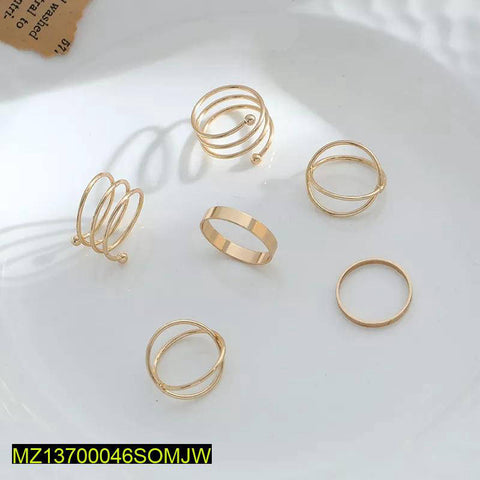 Hip Hop 6-Piece Mix Rings Set — Silver & Golden Stacking Rings