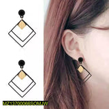 Black Square Acrylic Drop Earrings — Western & Korean Style