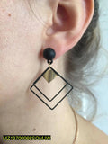 Black Square Acrylic Drop Earrings — Western & Korean Style