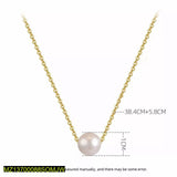 Golden Pearl Stone Pendant — Adjustable Alloy Necklace
