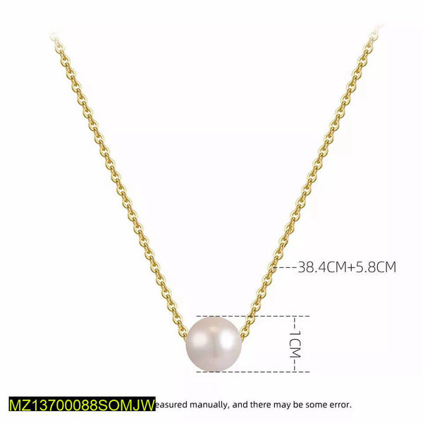 Golden Pearl Stone Pendant — Adjustable Alloy Necklace