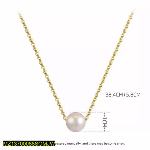 Golden Pearl Stone Pendant — Adjustable Alloy Necklace