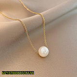 Golden Pearl Stone Pendant — Adjustable Alloy Necklace