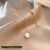 Golden Pearl Stone Pendant — Adjustable Alloy Necklace