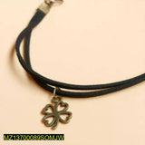 Lucky Leaf Rope Charm Bracelet — Black-Plated Adjustable Elegance