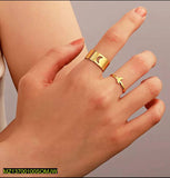 Trendy 2-Piece Couple Moon Rings — Adjustable Golden Alloy