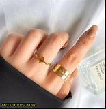 Golden Couple Aeroplane Adjustable Rings — 2-Pc Trendy Set