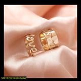Trendy 2-Piece Couple Love Adjustable Golden Rings Set