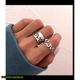 Silver-Plated Adjustable Couple Rings - 2-Piece Trendy Western & Korean Set