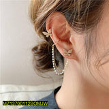 Golden Butterfly Chain Tassel Stud Earring — Single Ear Fashion