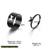 2-Piece Black Butterfly Couple Rings — Adjustable Alloy Set