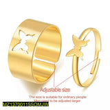 Golden Butterfly Couple Rings — Adjustable Alloy Set (2 Pcs)