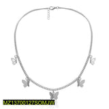 Silver-Plated Alloy Butterfly Choker Pendant — Adjustable