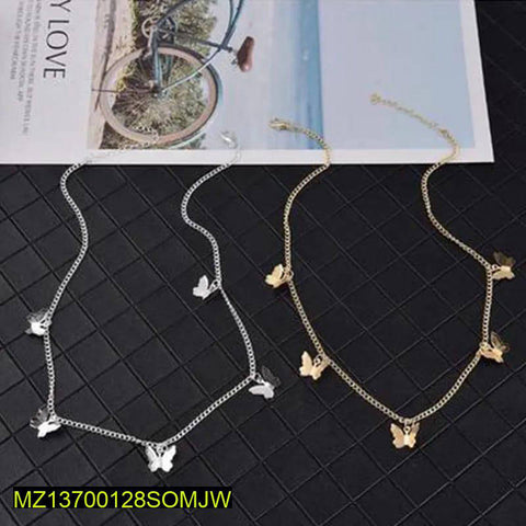 Double-Layered Butterfly Pendant - Gold & Silver Plated (Pack of 2)