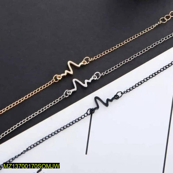 Uni-Sex Heartbeat Bracelet — Adjustable Alloy Band (Black, Gold & Silver)