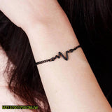 Uni-Sex Heartbeat Bracelet — Adjustable Alloy Band (Black, Gold & Silver)