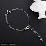 Silver-Plated Alloy Heartbeat Bracelet — Adjustable Unisex