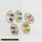 Handmade Resin Dried-Flower Transparent Pendant — Multicolor, 4x1.5cm