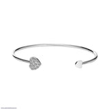 Silver-Plated Heart Kara Bracelet - Adjustable Women's Jewelry