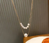 Multi-Layered Antique-Plated Pearl Necklace for Women - 18 Inch