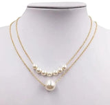 Multi-Layered Antique-Plated Pearl Necklace for Women - 18 Inch