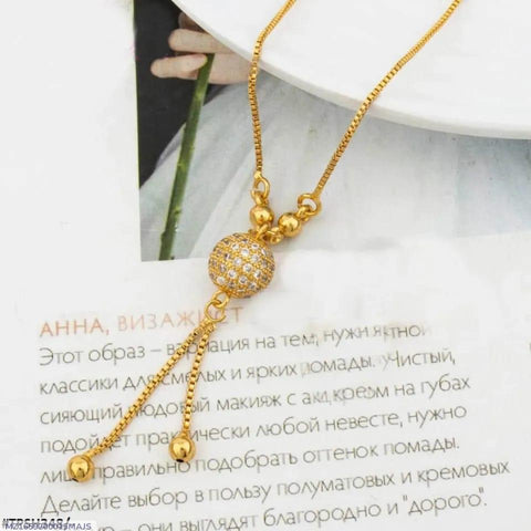 Gold Plated Zircon Ball Pendant — Elegant Women's Necklace by Malka Jewelers